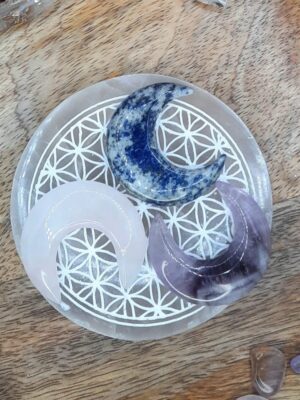 lune en quart rose, lapis lazuli et améthyste