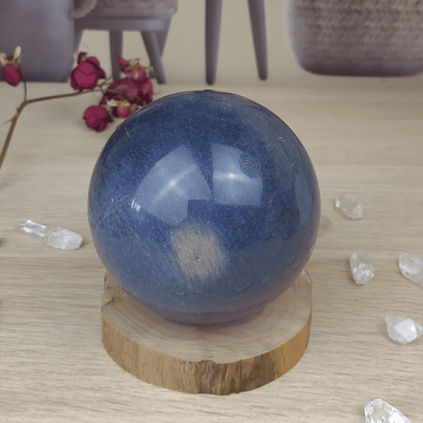 Sphère de lazulite - pierre bleue exceptionnelle de beauté