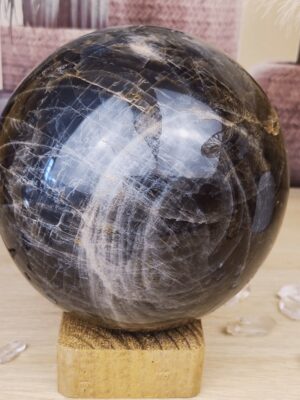 pierre de lune noire sphère artisanale commerce équitable