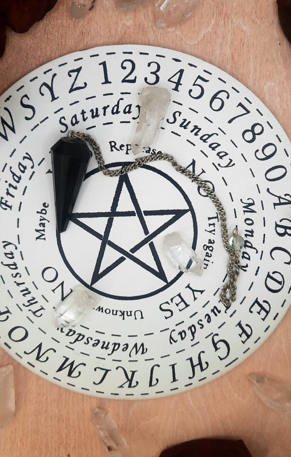 PLANCHE A PENDULE BLANCHE - PLANCHE DE RADIESTHESIE EN BOIS 15 CM - PENTACLE