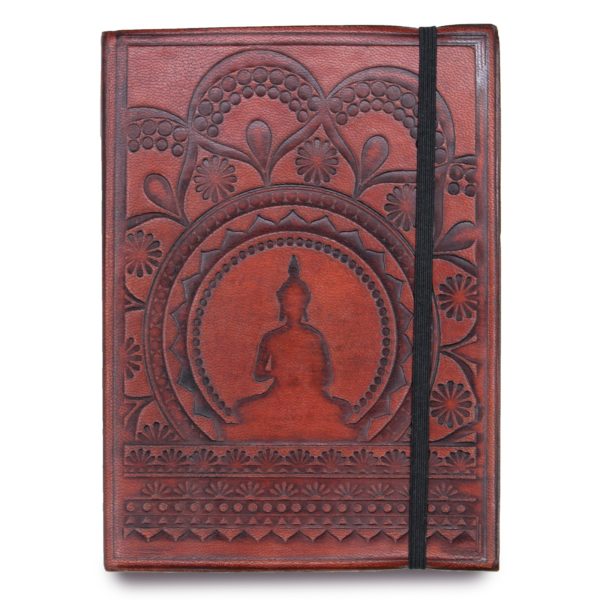 Carnet en cuir végétal Motif zen bouddha et mandala