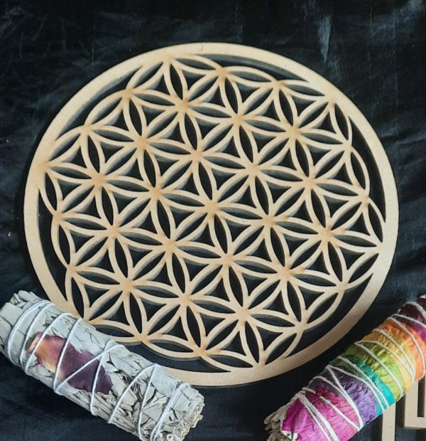 fleur de vie bois - mdf, objet de décoration - géométrie sacrée