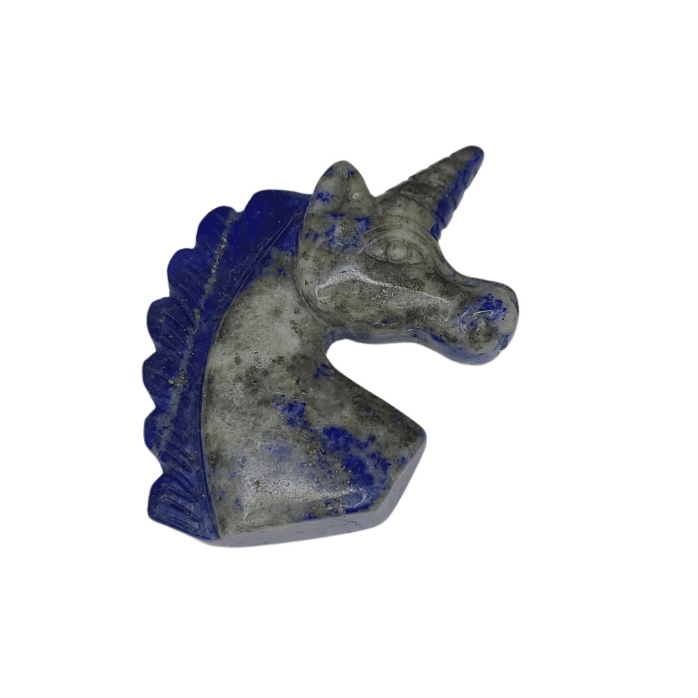 PIèce unique et originale, figurine licorne en pierre naturelle, lapis lazuli pierre de qualité supérieure