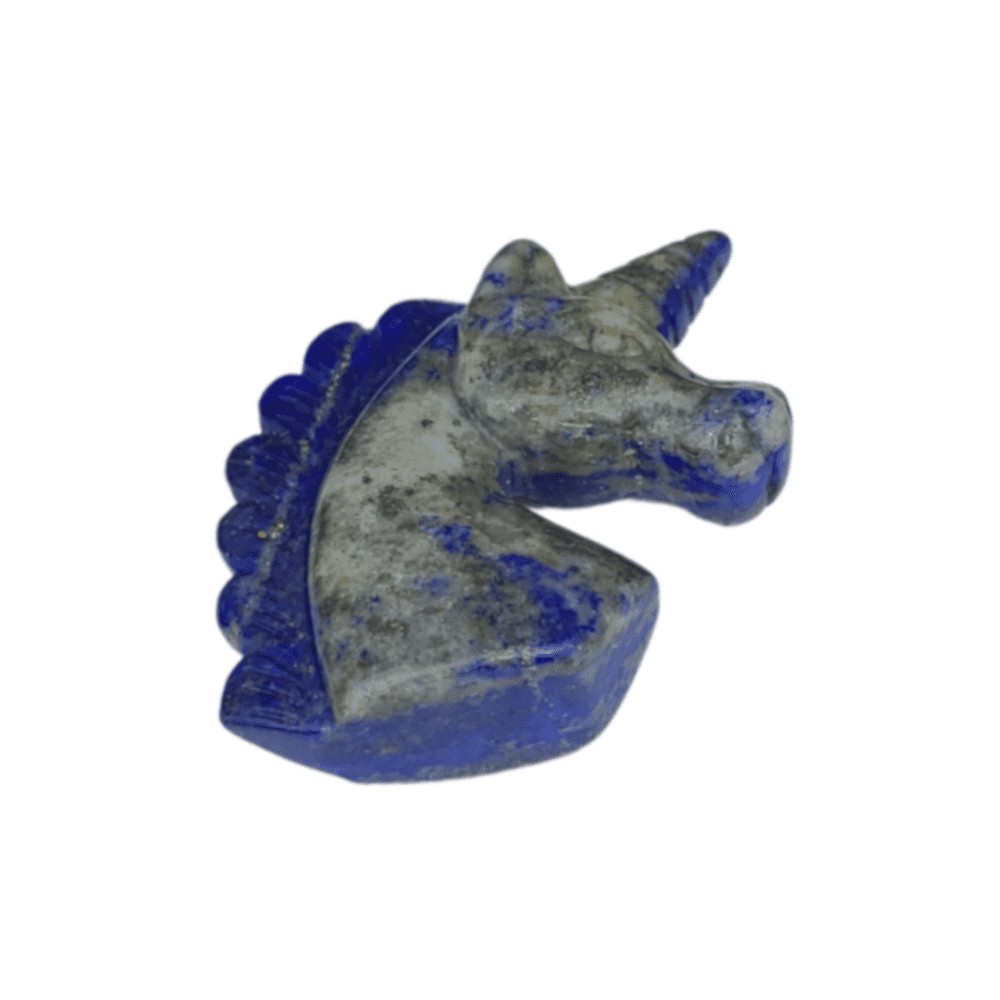 Lapis lazuli licorne sculptée, taillée et polie en pierre naturelle