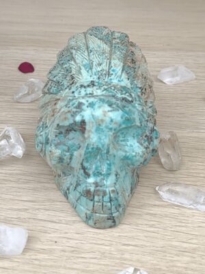Cristal crâne chrysocolle Minéraux poli chef indien