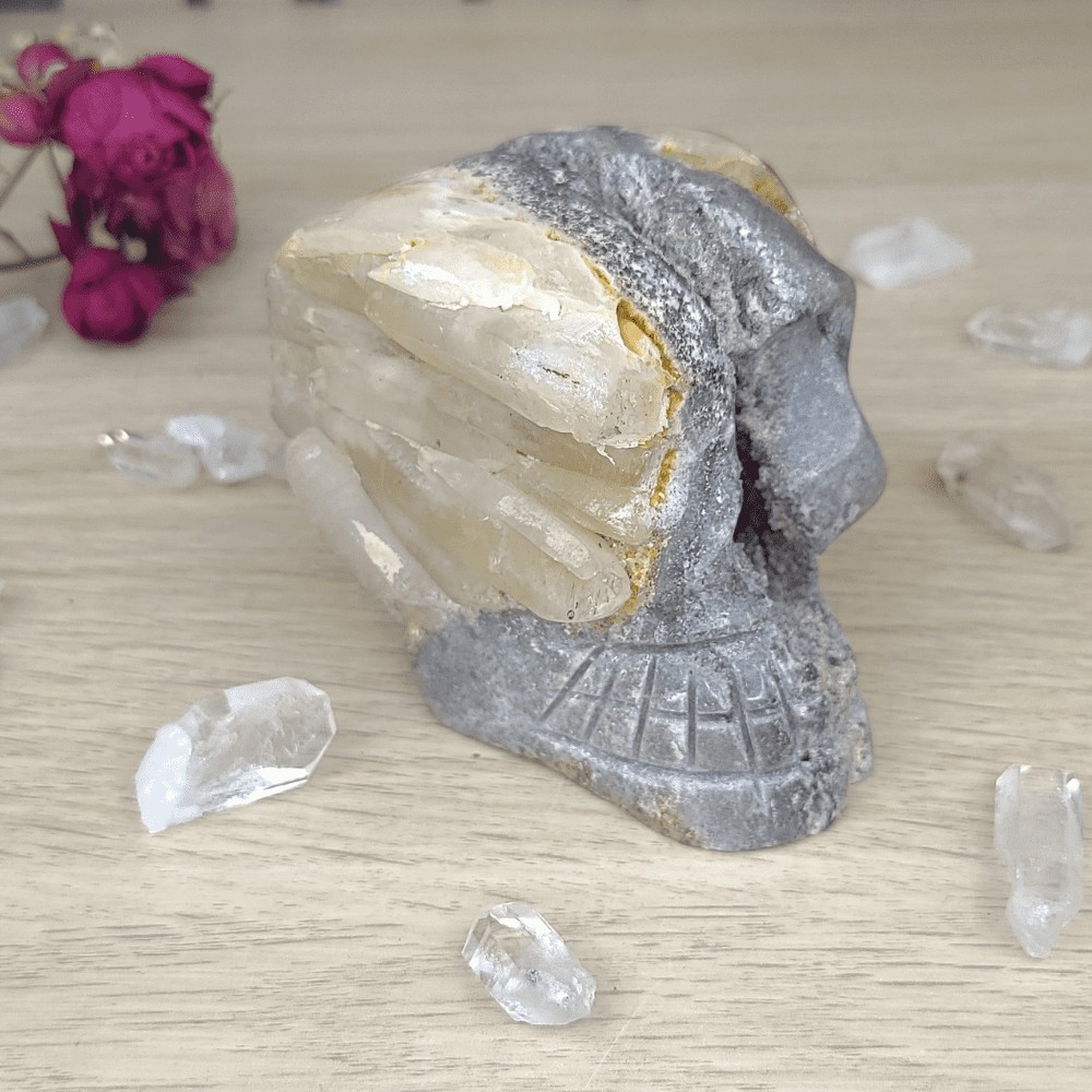 Pièce de collection - rare - quartz taillé Crâne