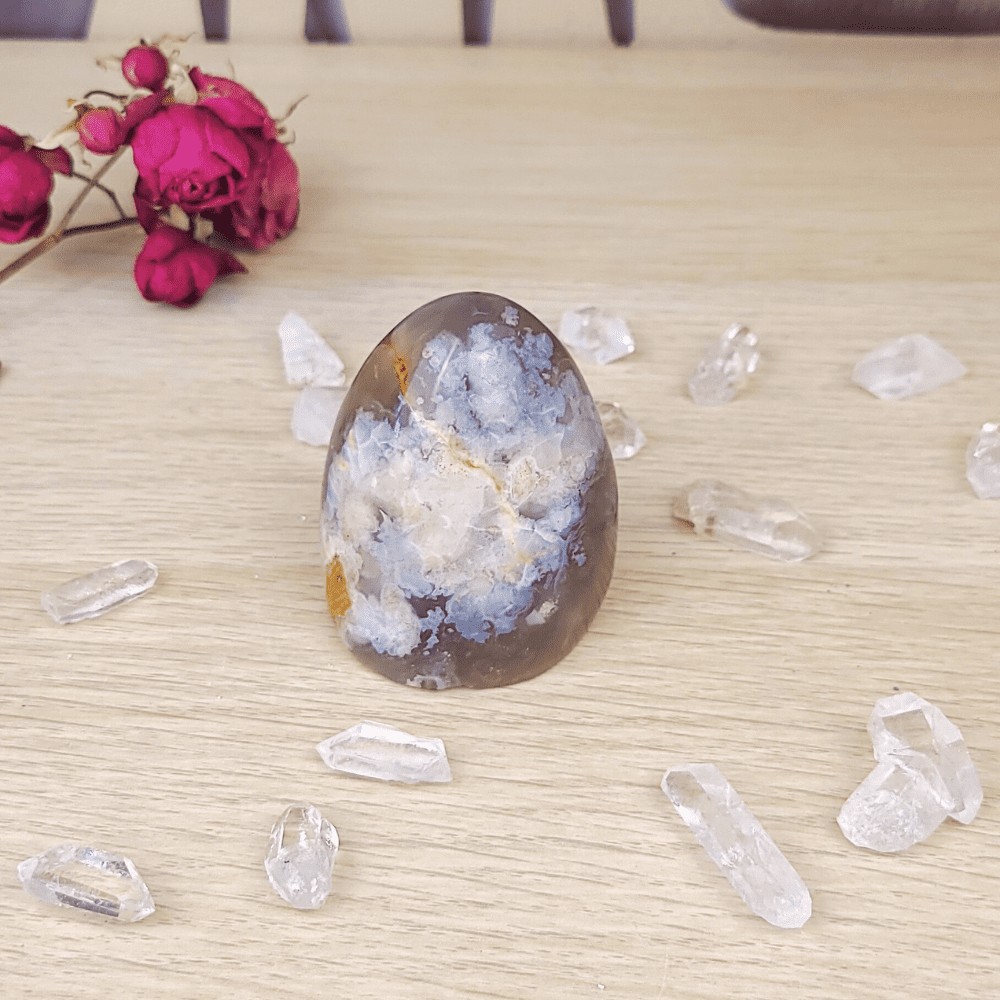 flamme d'énergie boutique en ligne lithothérapie, minéraux énergétique et ésotérisme - agate fleur sakura