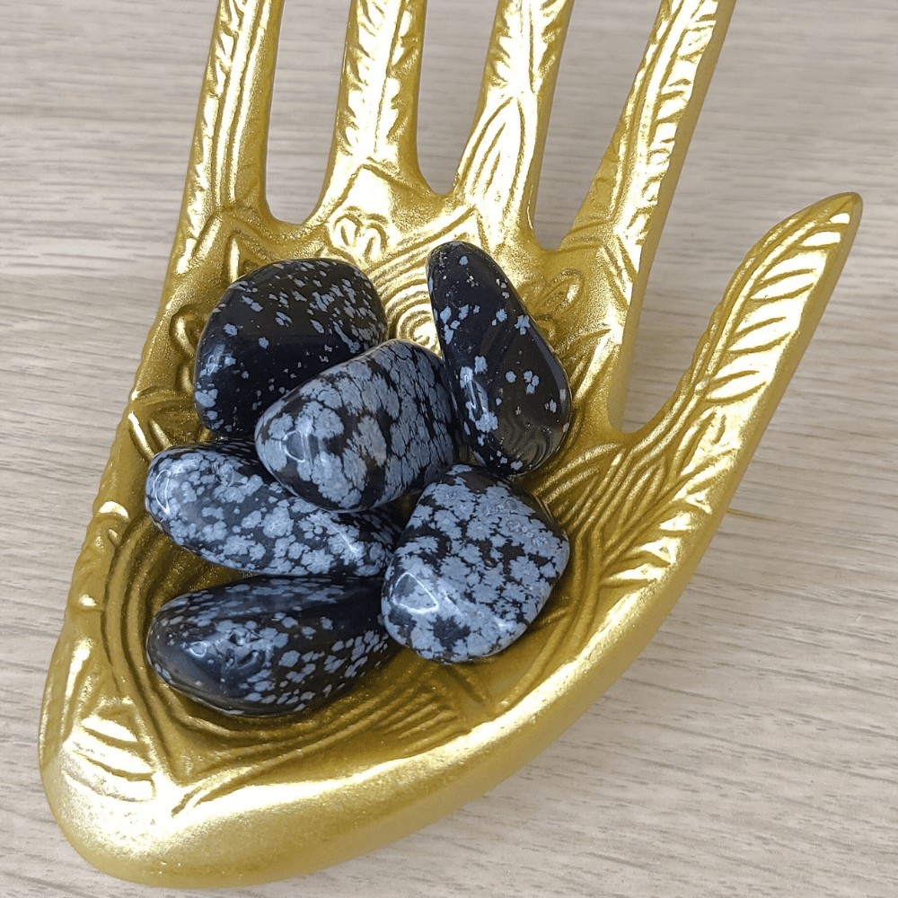 pierre roulée obsidienne flocon de neige