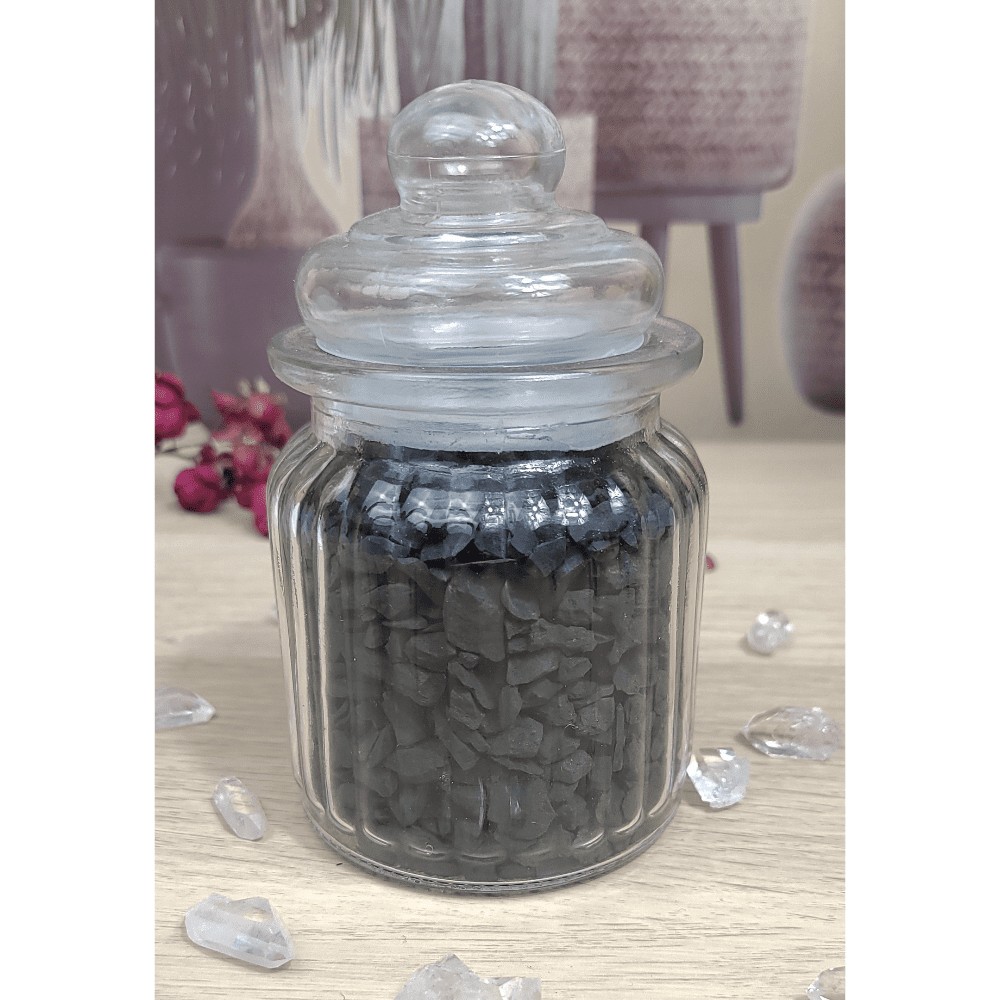 SHUNGITE COPEAUX BRUTS EN BOCAL DÉCO