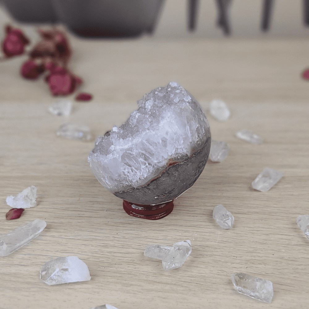 flamme d'énergie retour vers soi-GÉODE D'AMÉTHYSTE URUGUAY SPHÈRE QUARTZ - N°102