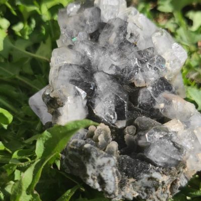 PIerre de collection - pierre brute calcédoine noire bleue et apophyllite
