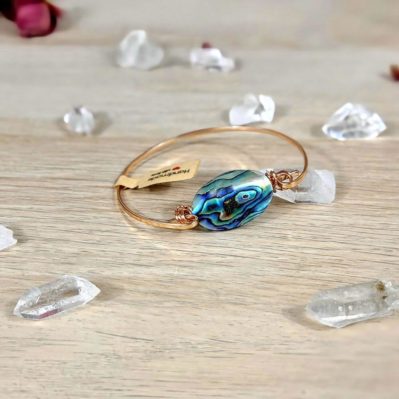 Bracelet en cuivre et cabochon nacre - minéral - pierre naturelle - flamme d'énergie