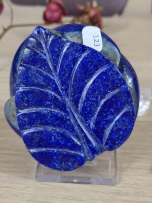 Fleur feuille artisanale lapis lazuli pierre naturelle pièce unique ref 123