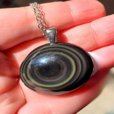 Obsidienne oeil céleste - pendentif cabochon - triple lune - 12