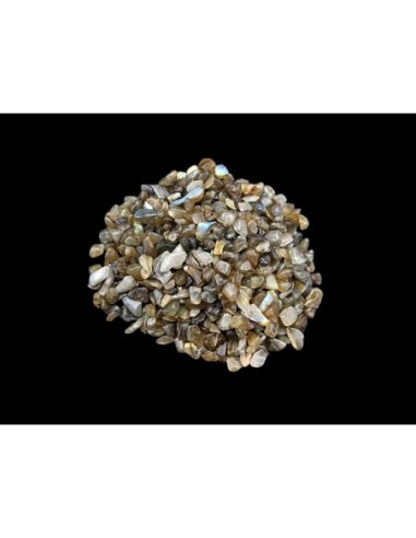 labradorite chips puces sans trou gris profond avec reflets bleus et verts