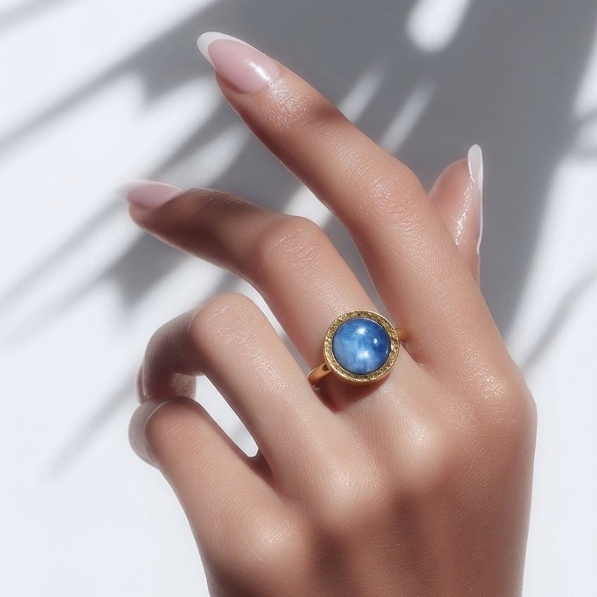 idée de présentation bague cyanite