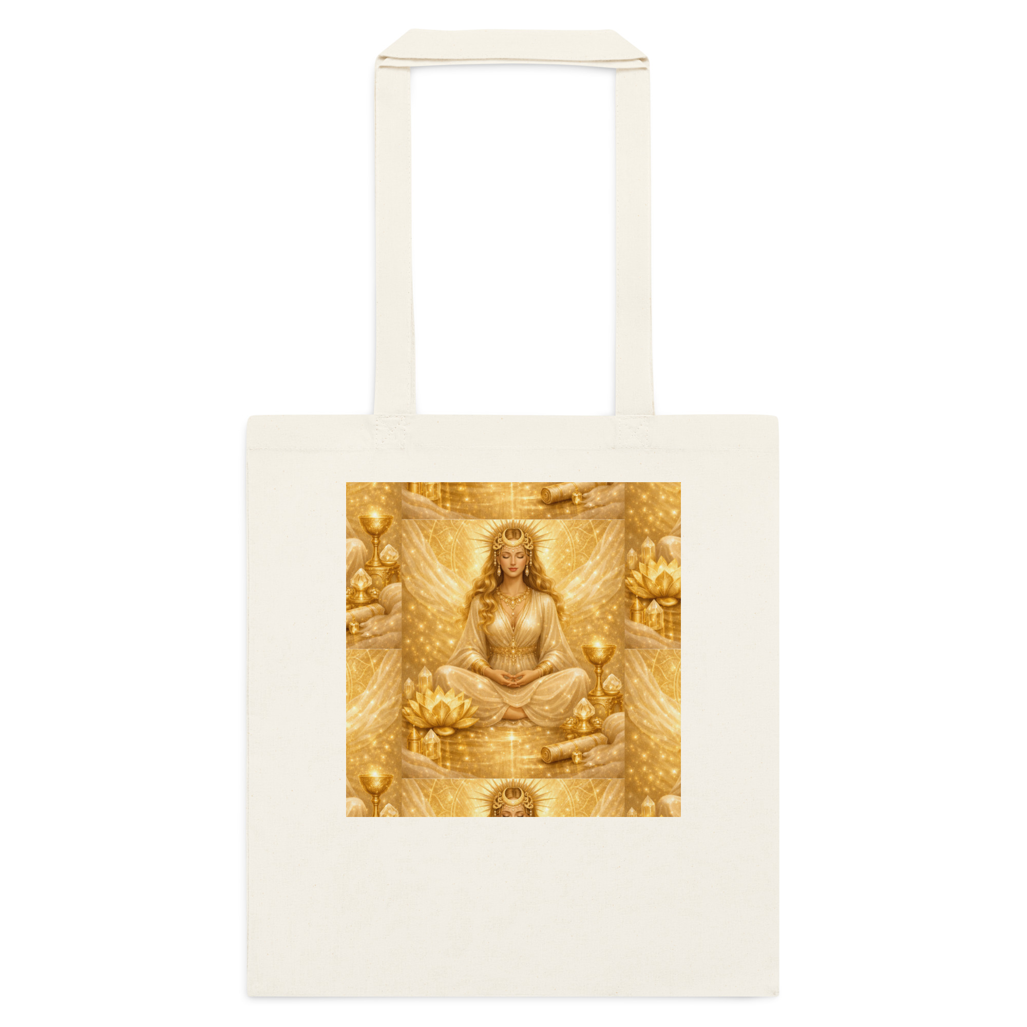 TOTE BAG COTON COLORÉ - DÉESSE SACRÉE PAIX ET LUMIÈRE