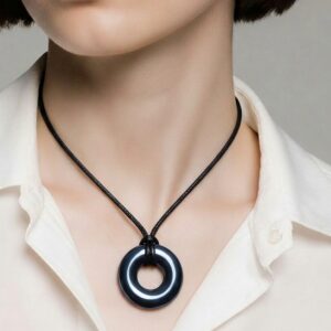 Donut Hématite 3 cm | Pendentif ou Support à Sphère | Pierre d’Ancrage