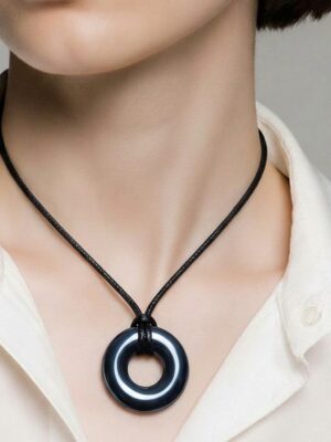 Donut Hématite 3 cm | Pendentif ou Support à Sphère | Pierre d’Ancrage