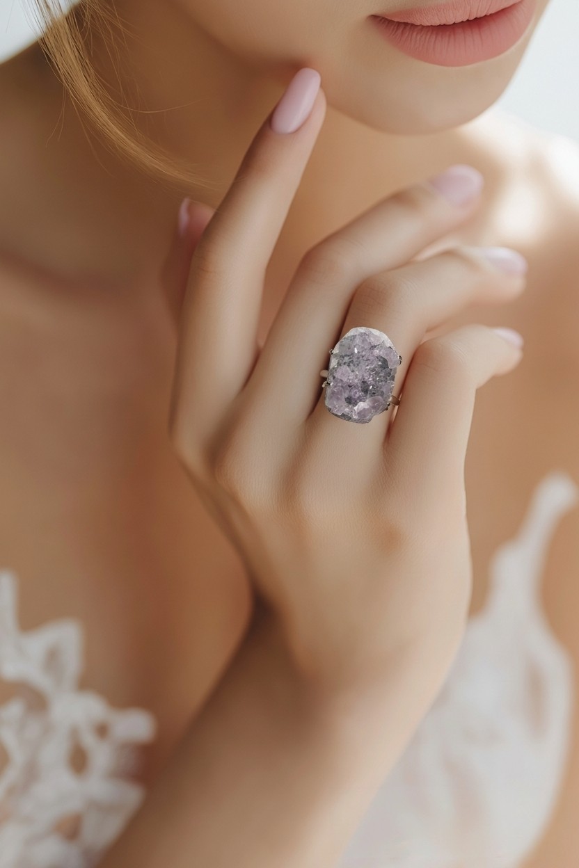 BAGUE AMETHYSTE BRUTE REGLABLE