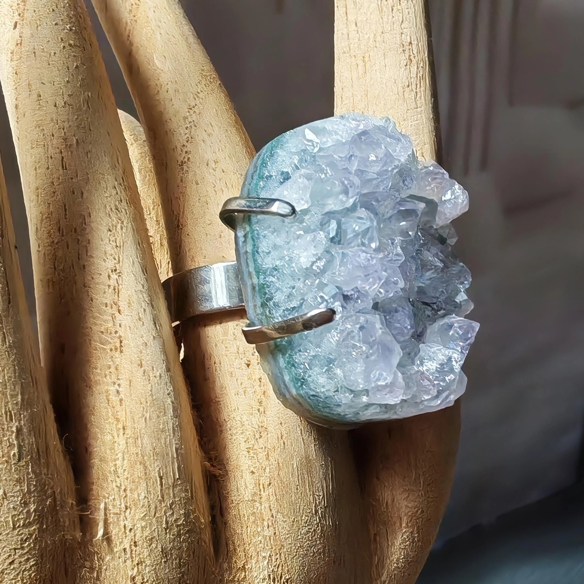 bague réglable améthyste brute