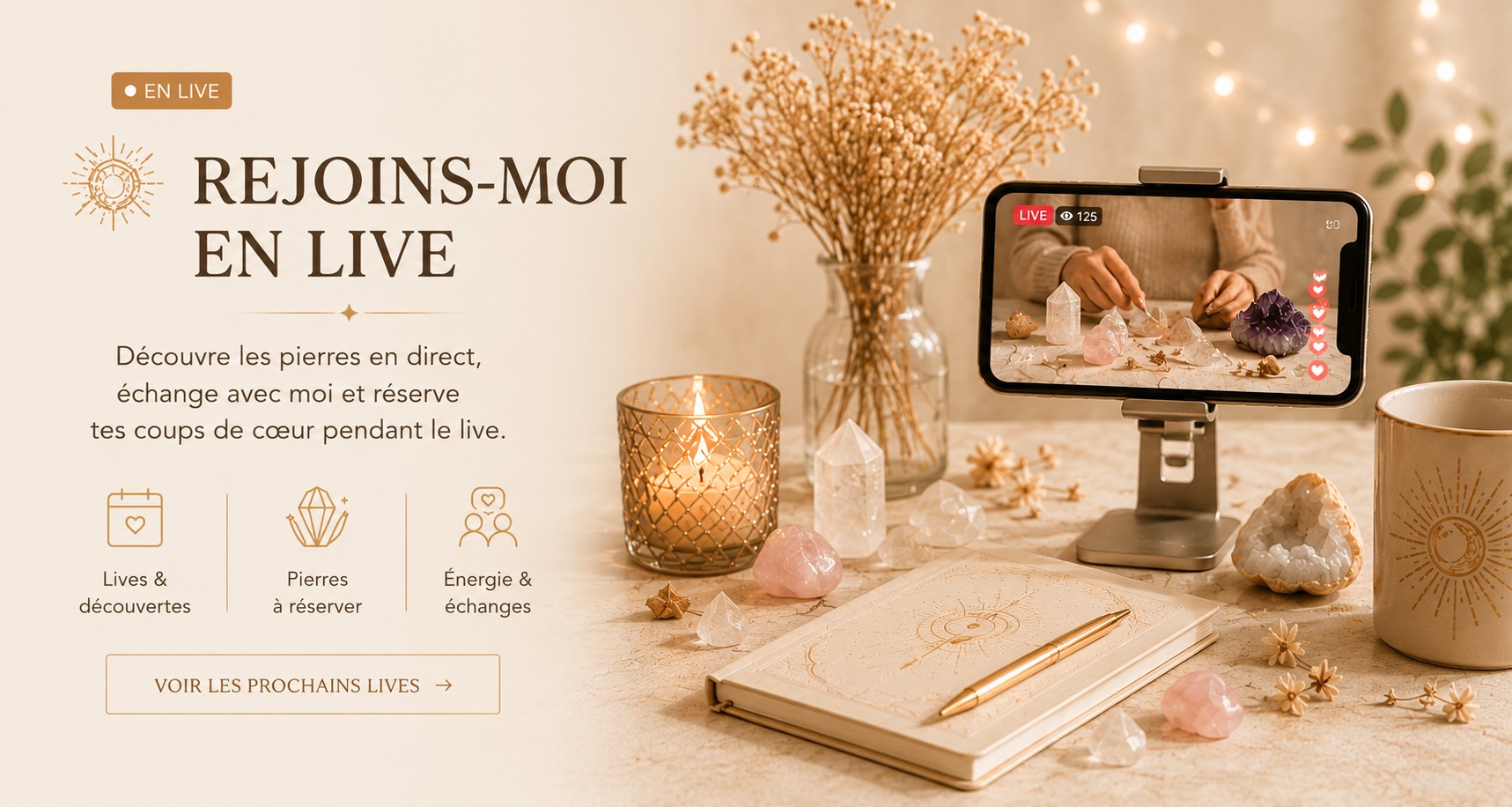live minéraux flammed 'énerige ambiance et échange