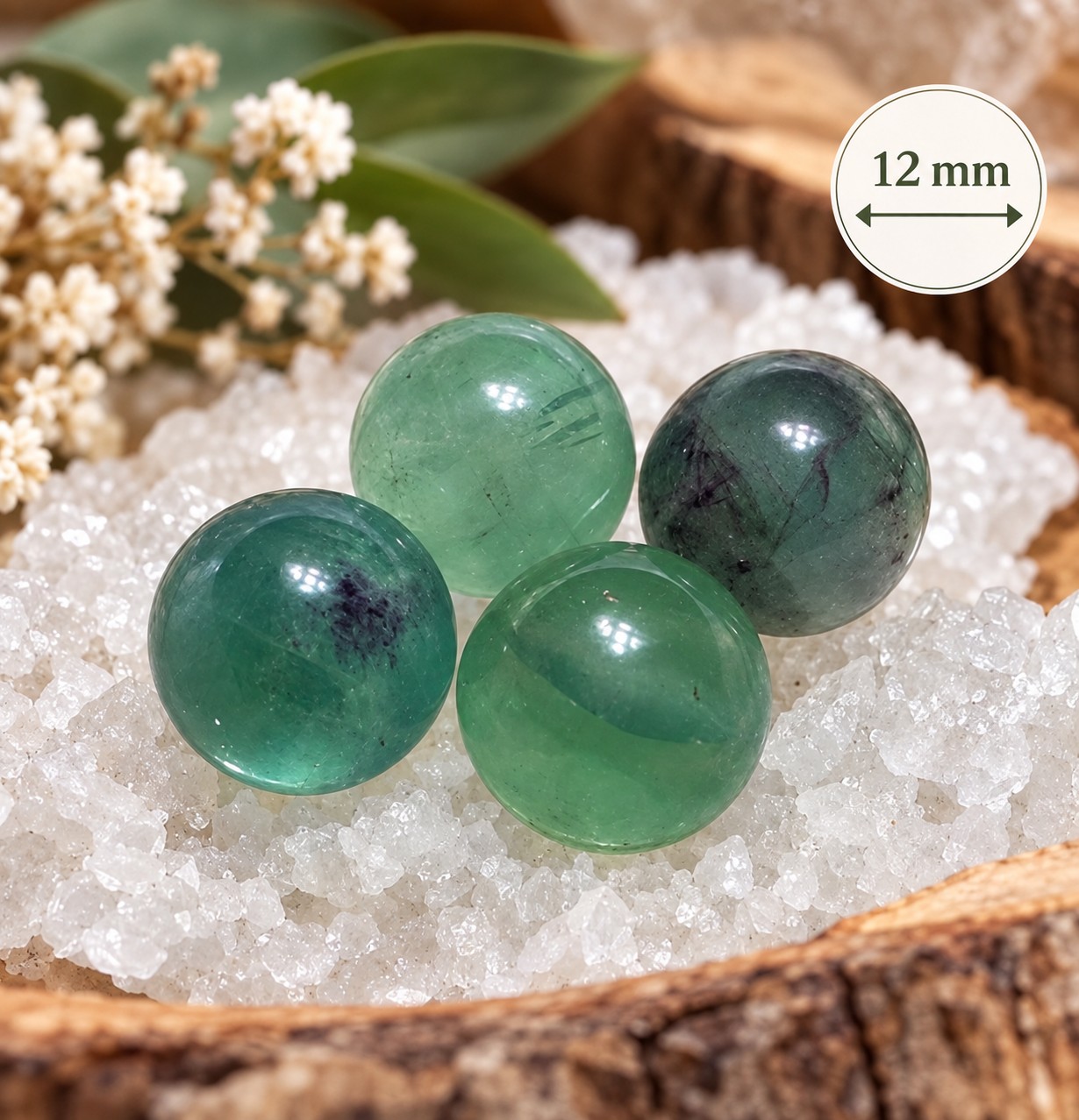 bille de fluorite petit sphere de 12mm en pierre naturelle de couleur verte - violette