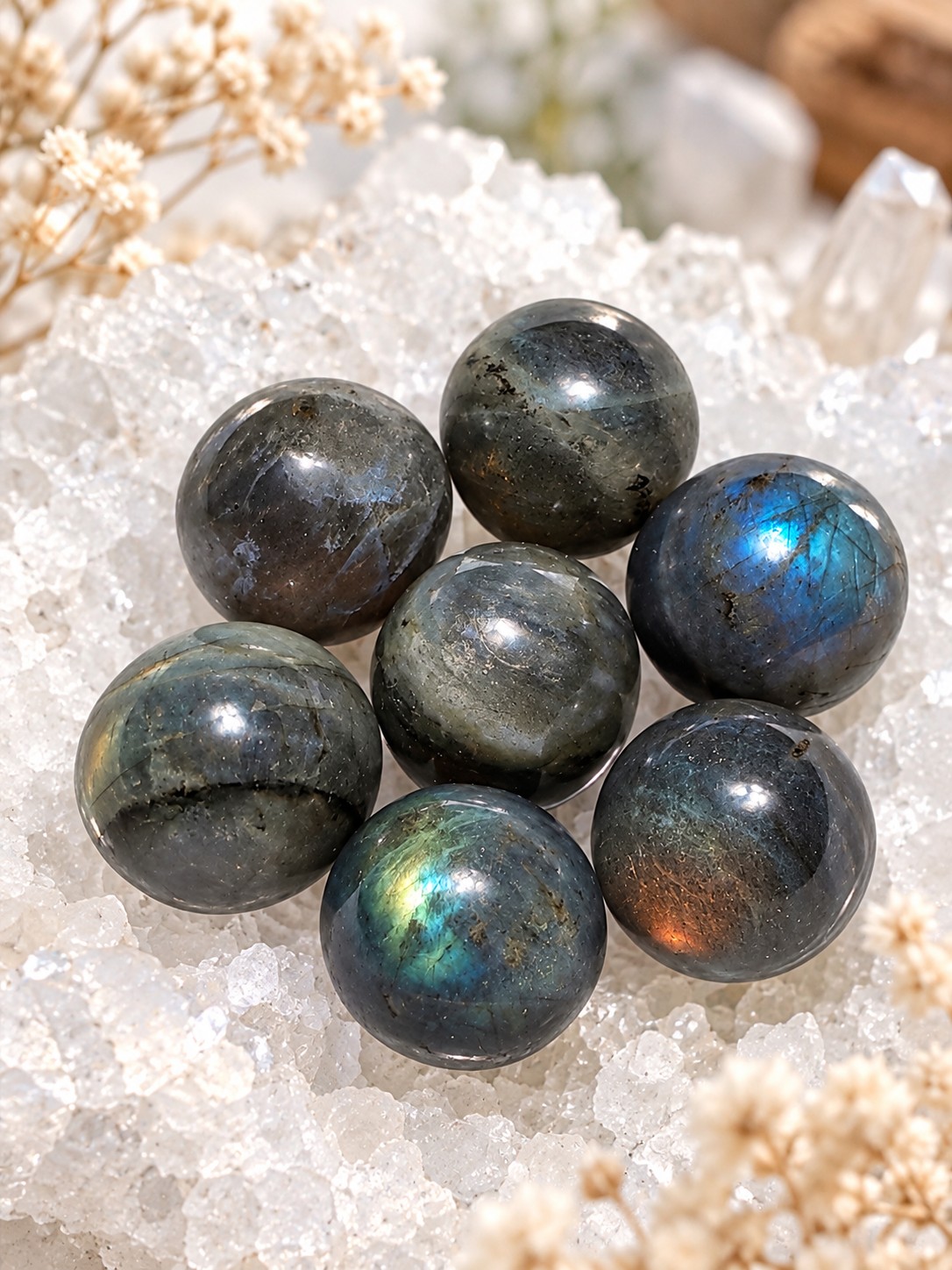 Mini-billes de labradorite naturelle de Madagascar de 15 mm