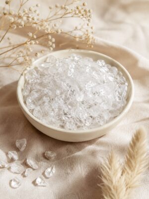 bol avec pierre naturelle, chips de cristal de roche , quartz naturel