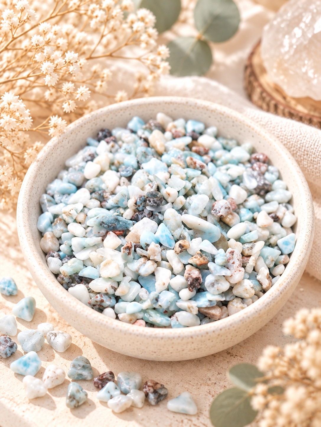 chips pierre naturelle larimar réublique dominicaine minies roulées pour spell jar ou orgonite