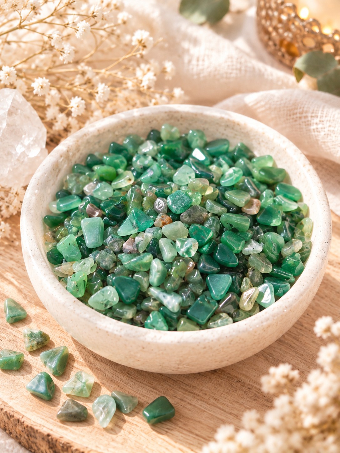 Chips de jade canadien vert naturel de 3 à 4 mm
